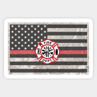 Firefighter Gifts, Thin Red Line Flag with Grunge Overlay Sticker